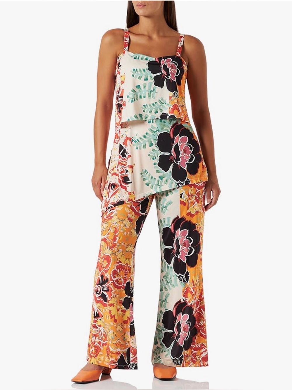 Desigual Overall Pant Jumpsuit Size L Mixed Media Floral